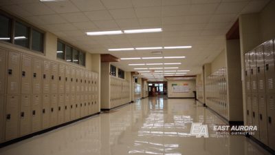 School Hallway with LED Lights